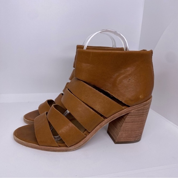 Frye Tash Cut Out Brown Leather Bootie Sandals Size 8.5 - Picture 4 of 7